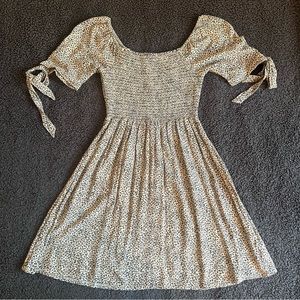 American Eagle | Tie-Sleeve Smocked Mini Dress